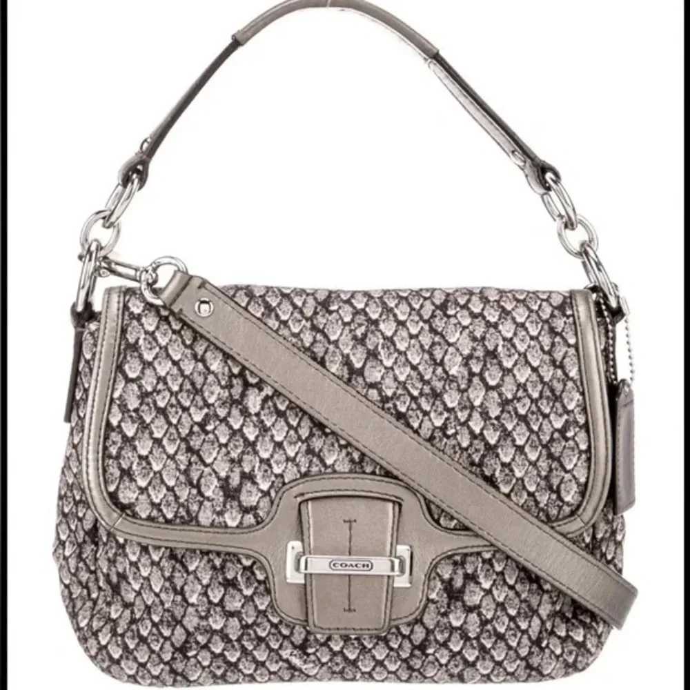 👜 Coach Snakeskin Print Flap Crossbody Bag